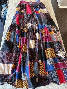 TOV Holy Patchwork Maxi Skirt in Blue, Red, Yellow, Cream, Black, Purple